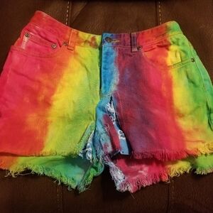 Cutoff Tie Dye Denim Shorts
